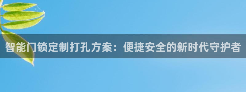 开丰娱乐月7O667：智能门锁定制打孔方案：便捷安全的新时代